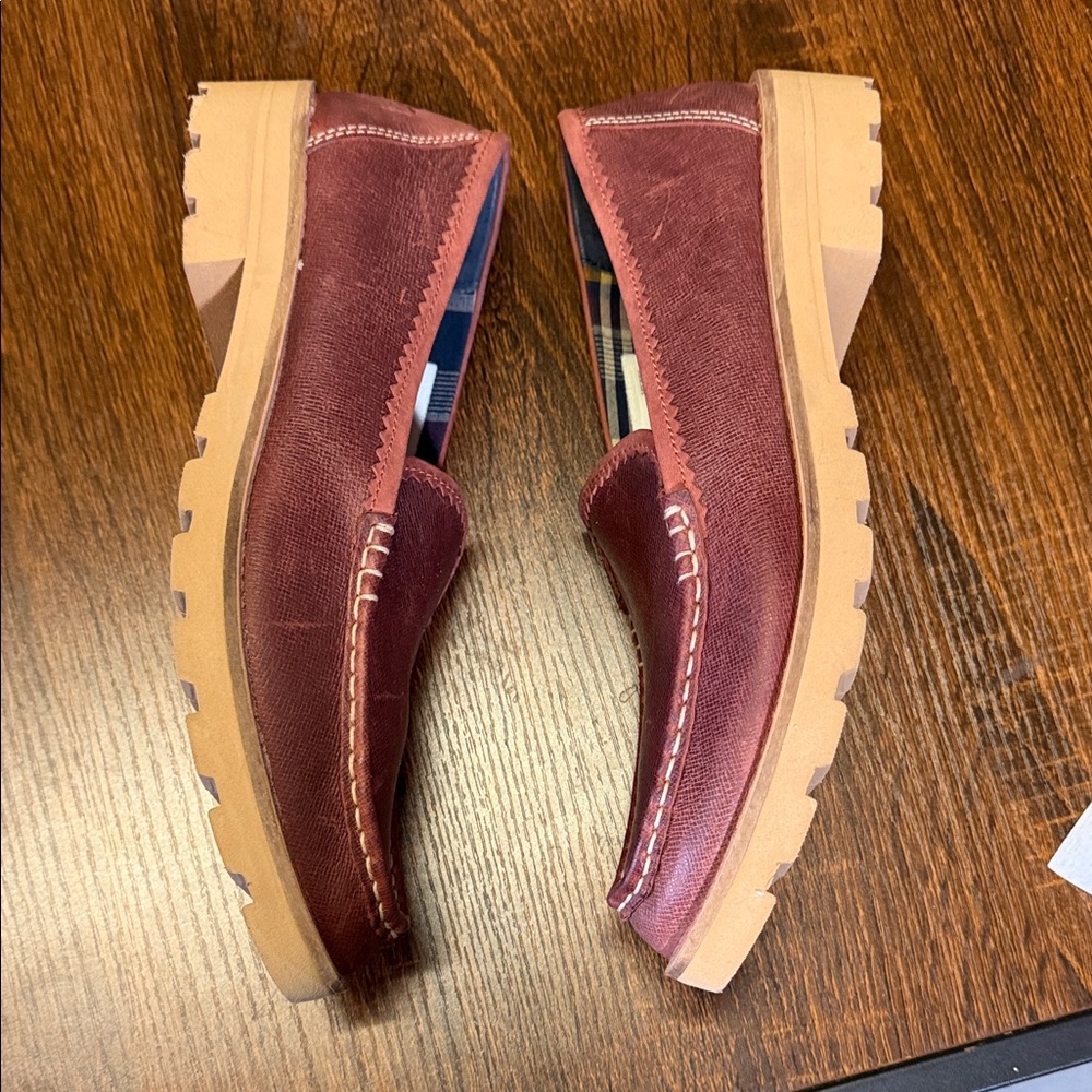 Sperry Burgundy Leather Slip-On Lug Sole Loafers